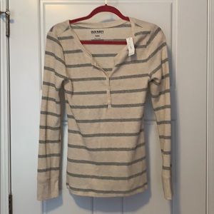 Old navy Cream/silver striped shirt M long sleeves